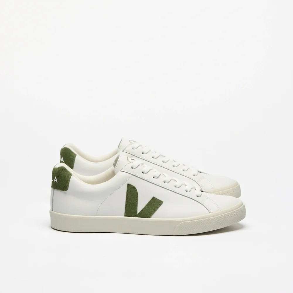 BNWOB Veja Leather & Suede White & Kiwi Sz 6 Sneakers - Picture 4 of 12